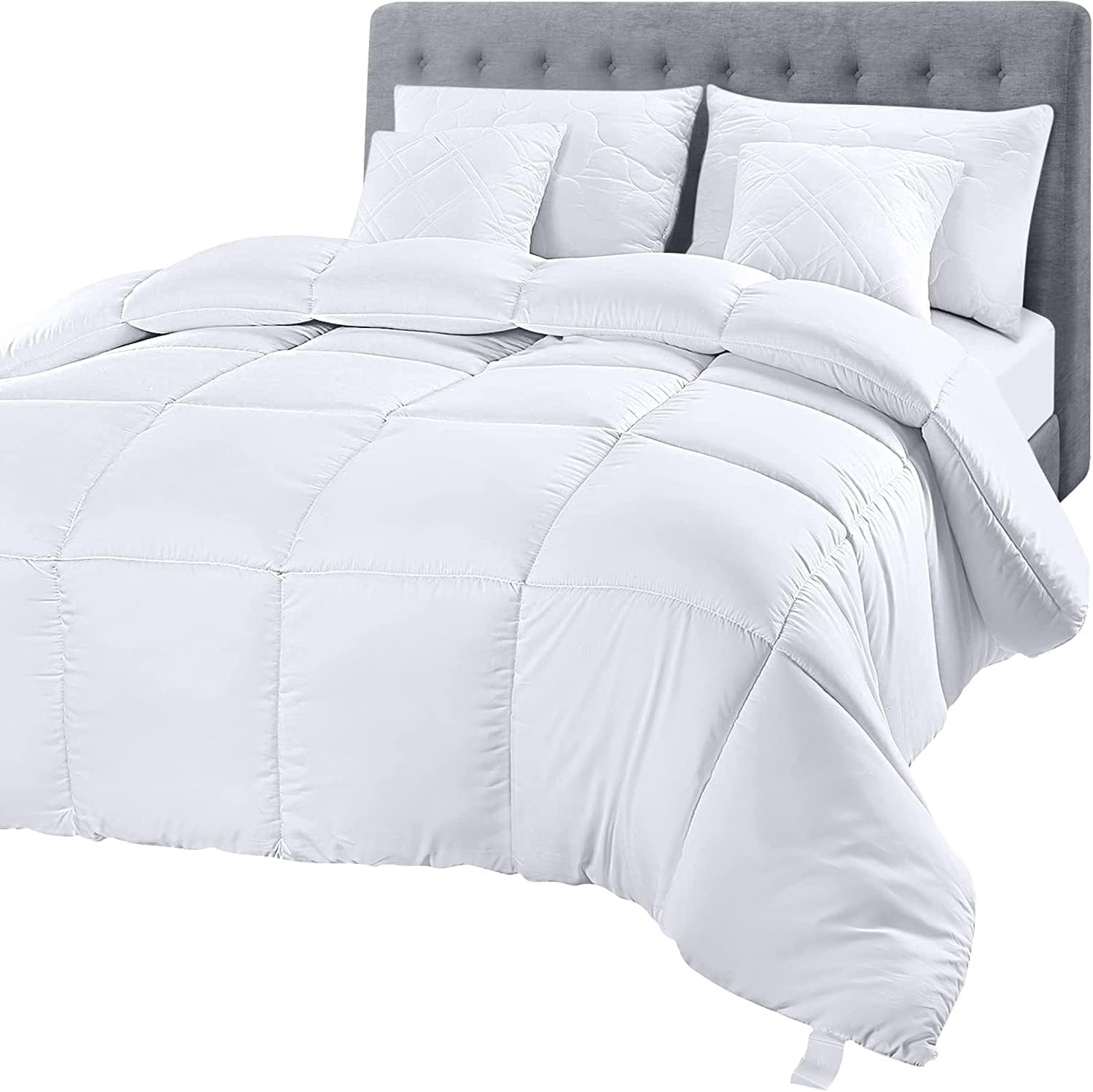 Utopia Bedding Comforter Duvet Insert King Size – White box-stitched down alternative comforter with corner tabs for year-round comfort.