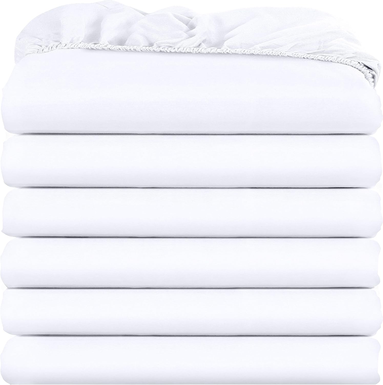 Utopia Bedding Twin Fitted Sheets – Pack of 6 white microfiber fitted sheets with deep pockets, shrink and fade resistant bedding.
